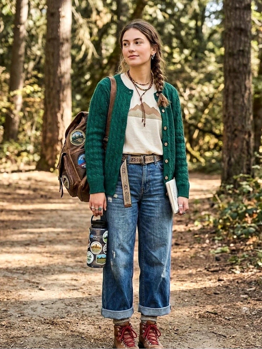 Appleseed’s Cable Knit Cardigan in Deep Green